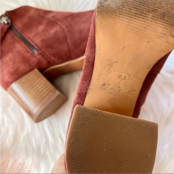 Sole Society Everleigh Burgundy Suede Leather Double Zip Casual Ankle Booties - Picture 7 of 8